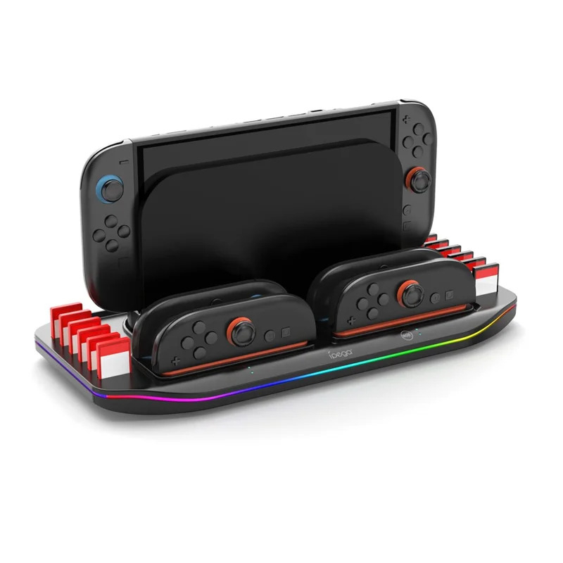 4-fach Ladestation Charging Dock für Nintendo Switch 2 Joy-Cons   Spielehalterung mit RGB-Beleuchtung - Schwarz