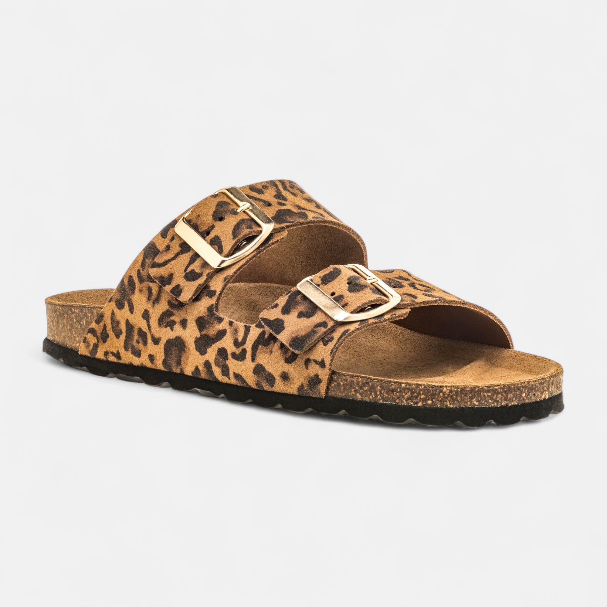 Mules semelle liège Femme en cuir camel