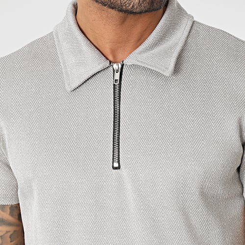 Ensemble Polo Manches Courtes Et Short Jogging Gris Chiné