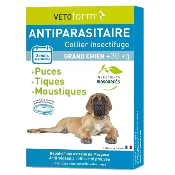 Coleira antiparasitária Vetoform para cães acima de 25 kg, 65 cm