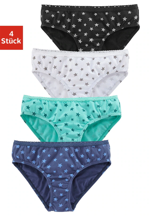 petite fleur Slip Packung, 4 Stk. mit schmaler Spitze am Bündchen