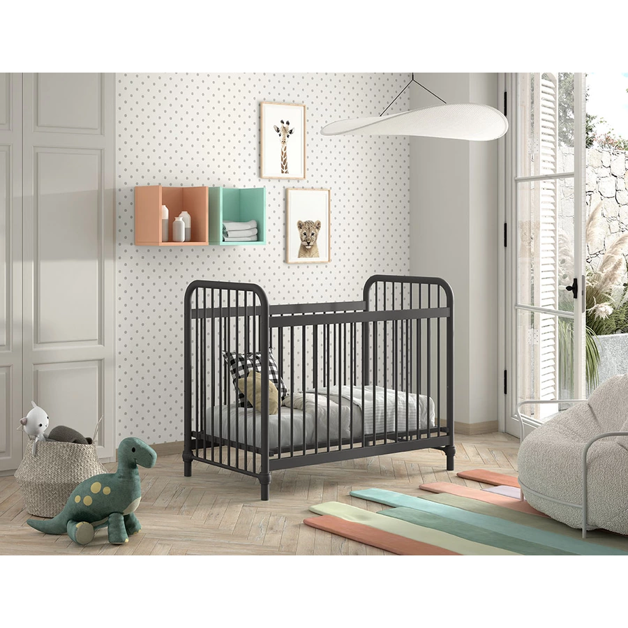 VIPACK Babybett BRONXX 60 x 120 cm schwarz matt