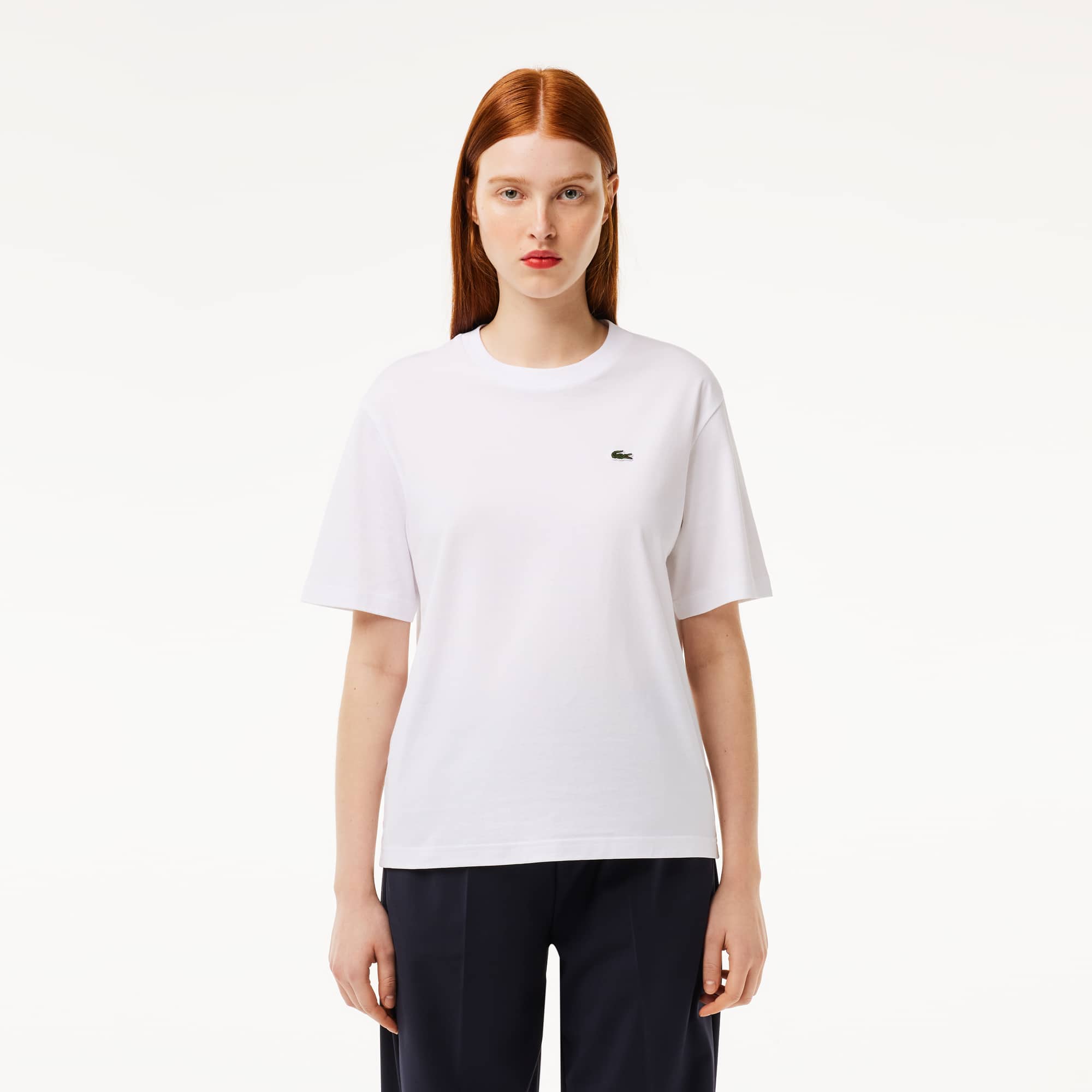 T-shirt relaxed fit en jersey de coton pima léger T-Shirts - Blanc - Lacoste - Femme