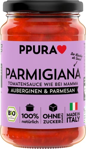 PPURA BIO Sugo Parmigiana mit Auberginen, Tomaten und Parmesan
