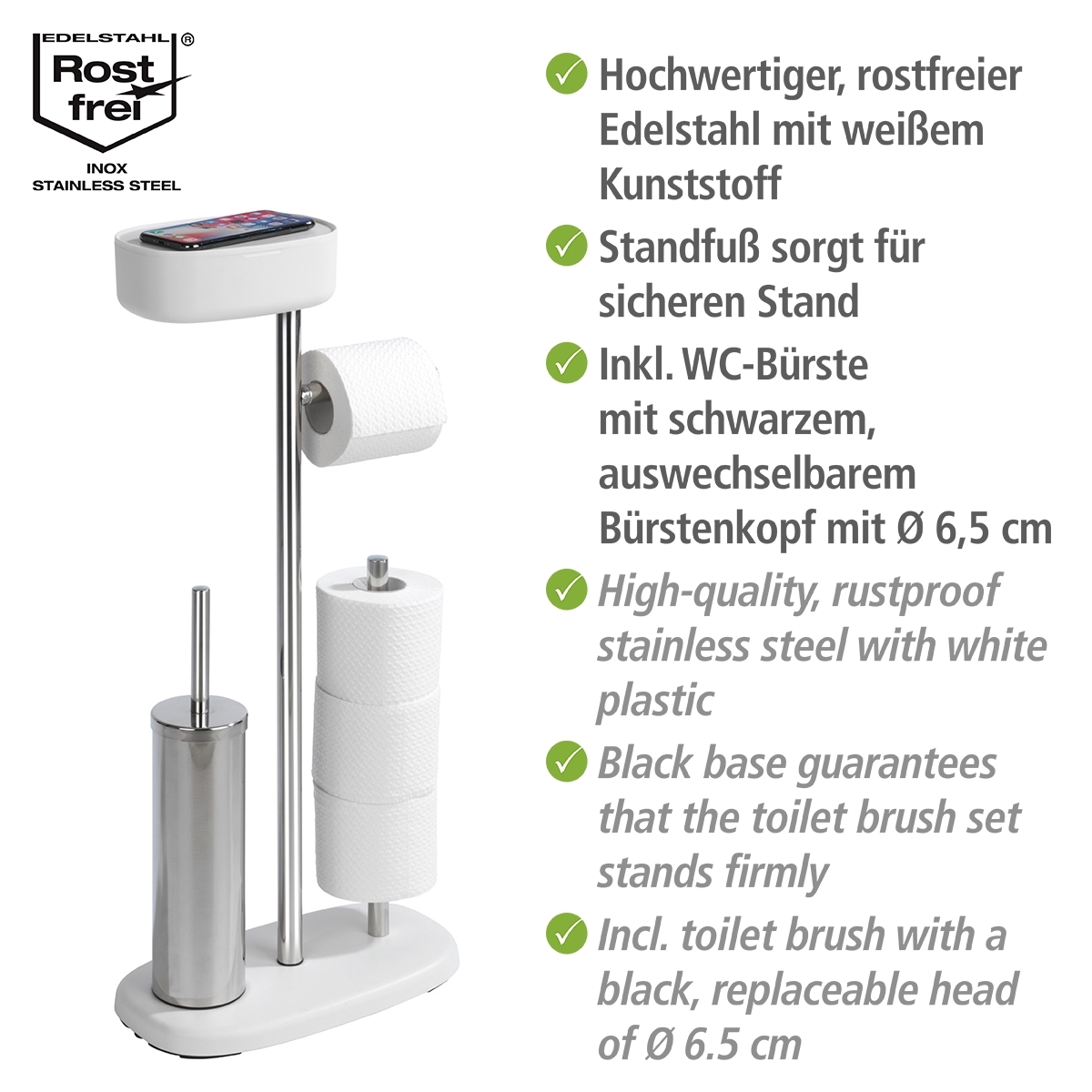 Wenko Rivazza wc-boy met box RVS wit
