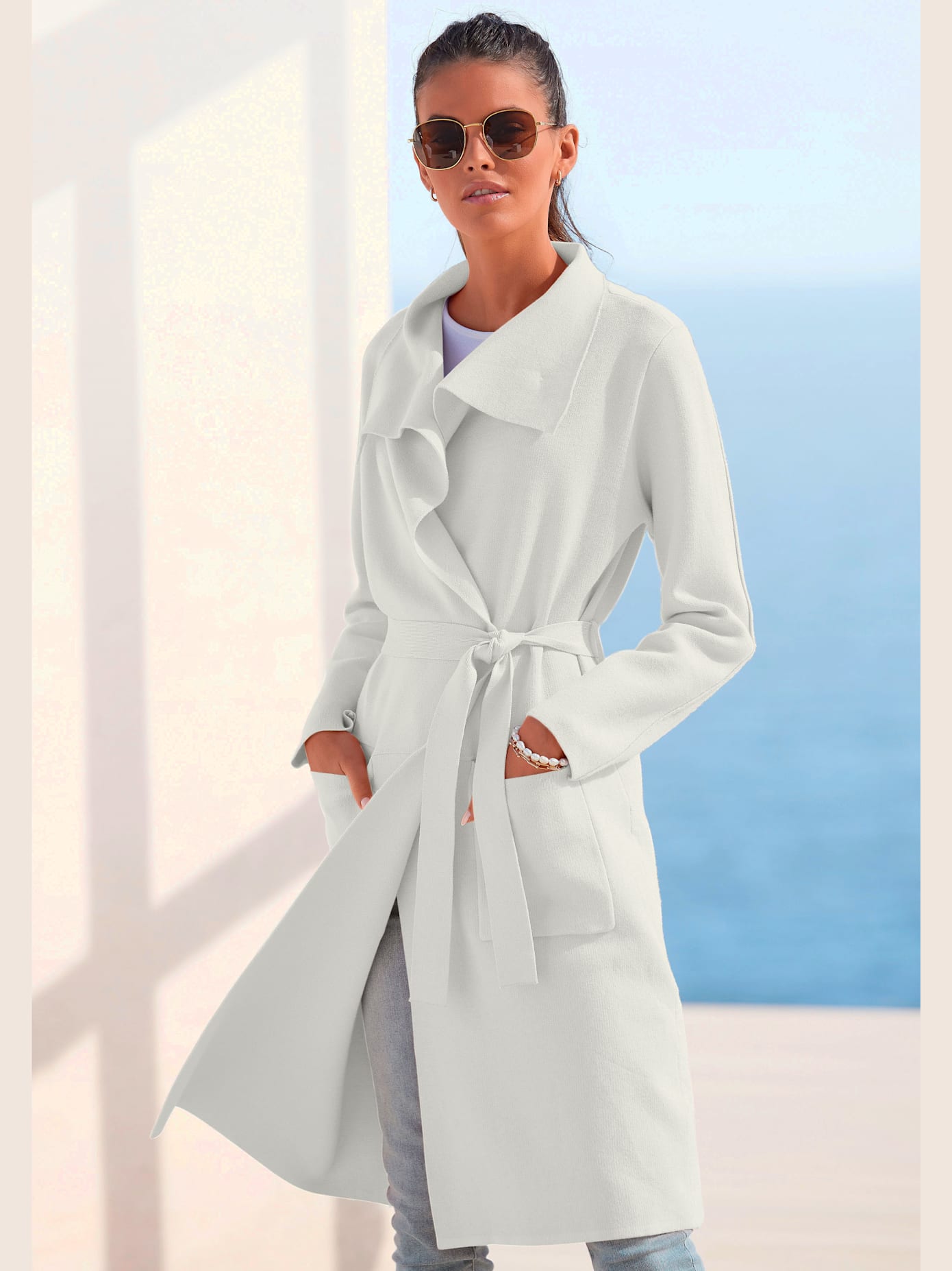 Manteau en tricot forme ouverte sans fermeture