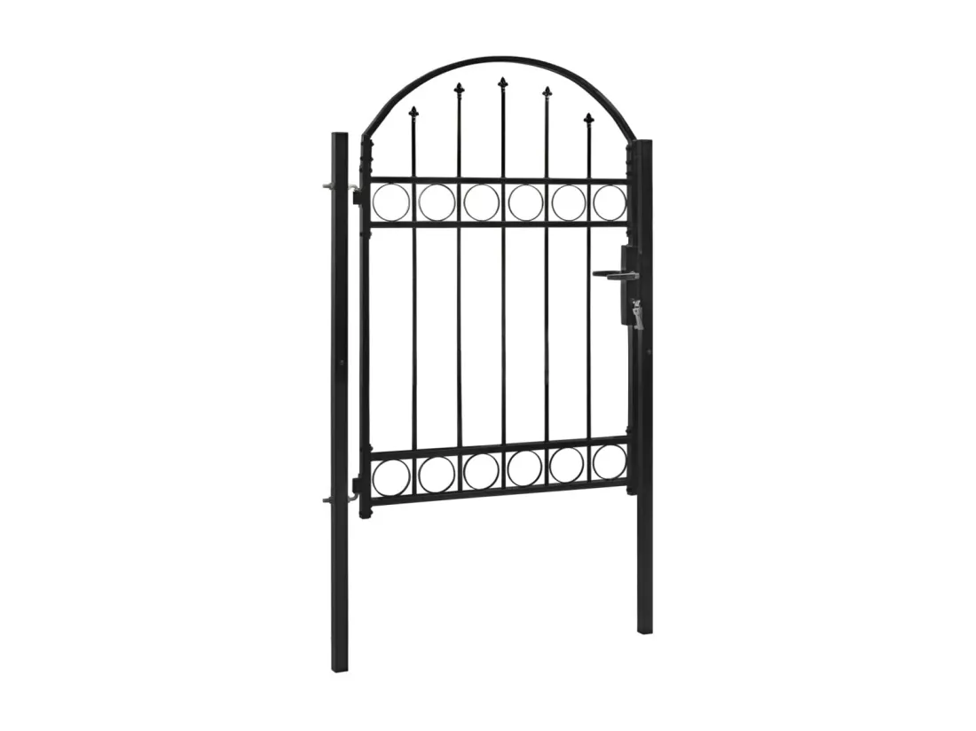 Portail de jardin avec dessus arqué Acier 100 x 125 cm Noir