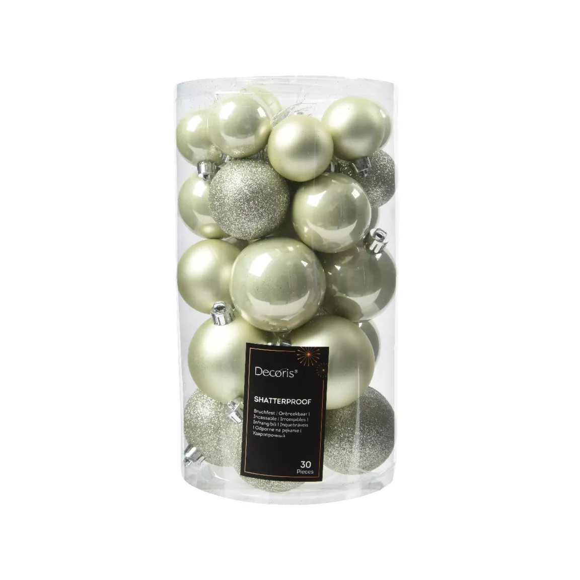 Lot de 30 boules de Noël assorties Alpine Menthe blanche
