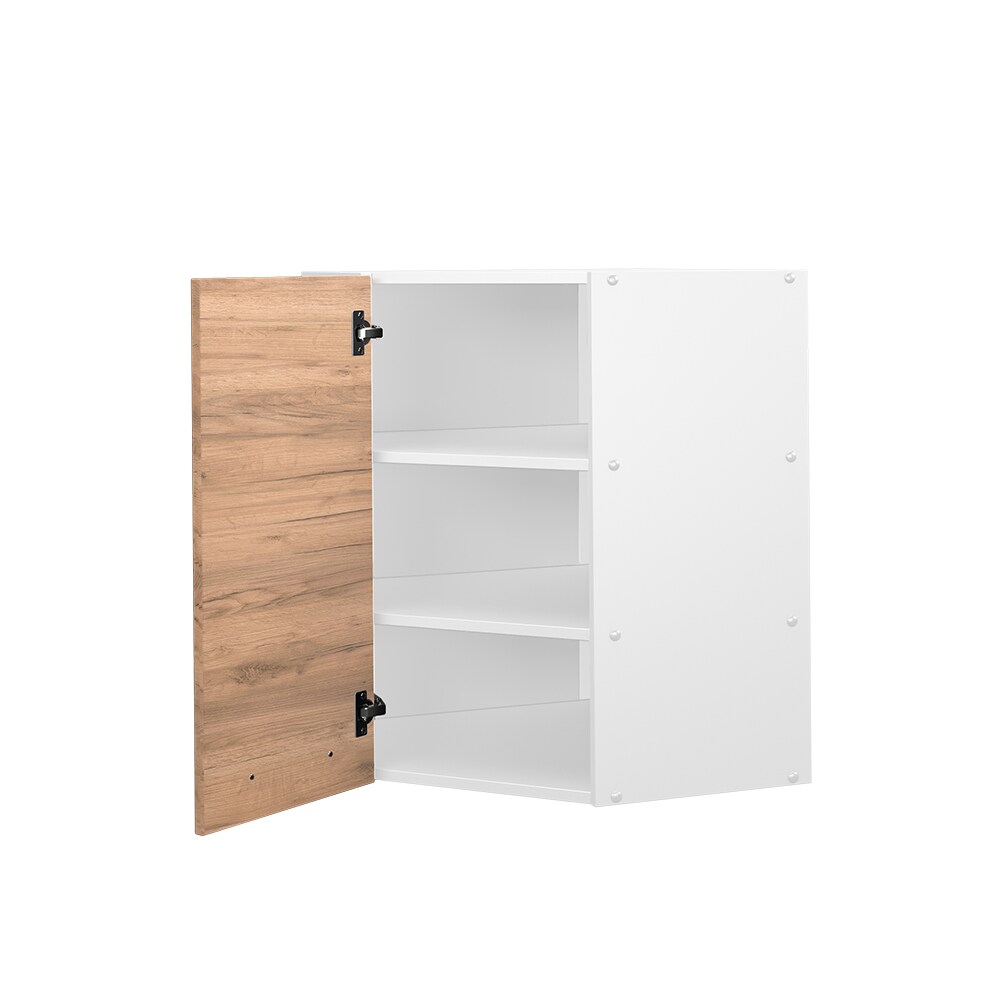 Vicco Eckhängeschrank Küchenschrank Küchenmöbel Fame-Line Weiß Eiche modern 57 cm Küche Einbauküche Eckküche Hängeschrank Drehtür Einlegeboden Küchenzeile
