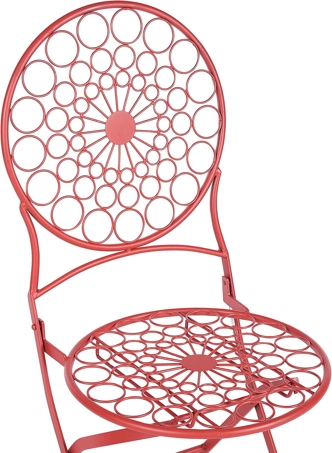 Beliani Garten Bistro Set Tisch mit 2 Stühlen zusammenklappbar Metall Provence Stil Rot Scario