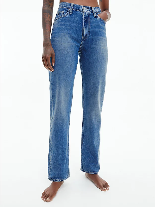Calça jeans reta de cintura alta