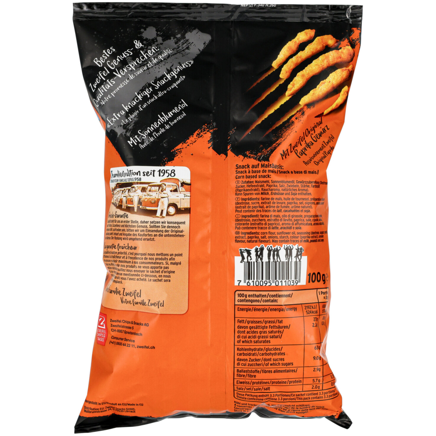 Zweifel Snacketti Paprika Claws