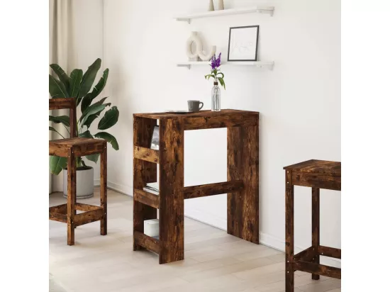 Table de bar avec étagères chêne fumé bois d'ingénierie