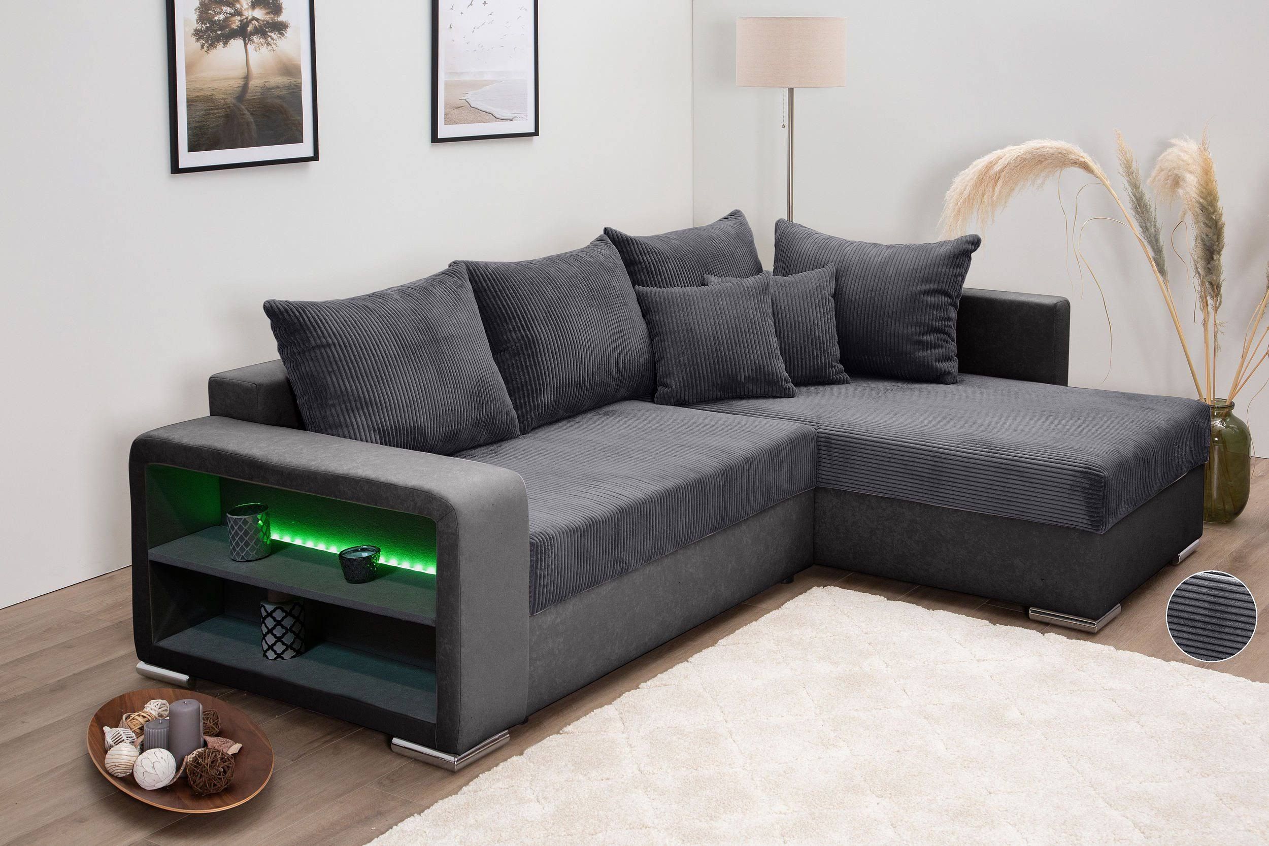 Ecksofa COLLECTION AB L-Form grau B:226cm H:40cm T:160cm