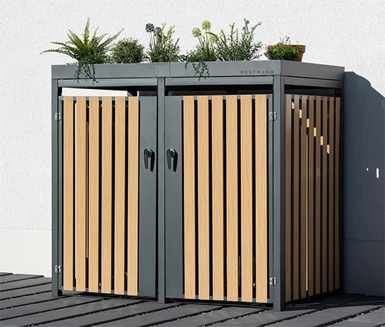 Mülltonnenbox mit Blumenkasten, anthrazit