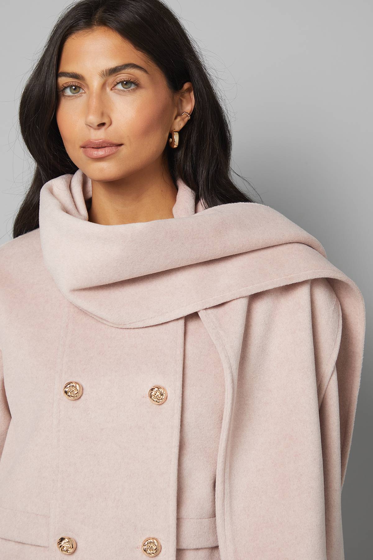Wallis Manteau à Double Boutonnage avec Détail Écharpe