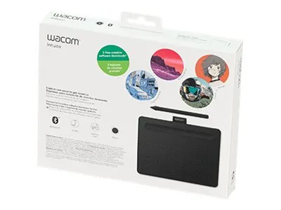 Wacom Intuos Small - Digitizer - 15.2 x 9.5 cm - elektromagnetisk - 4 knapper - trådløs, kablet - USB, Bluetooth - sort