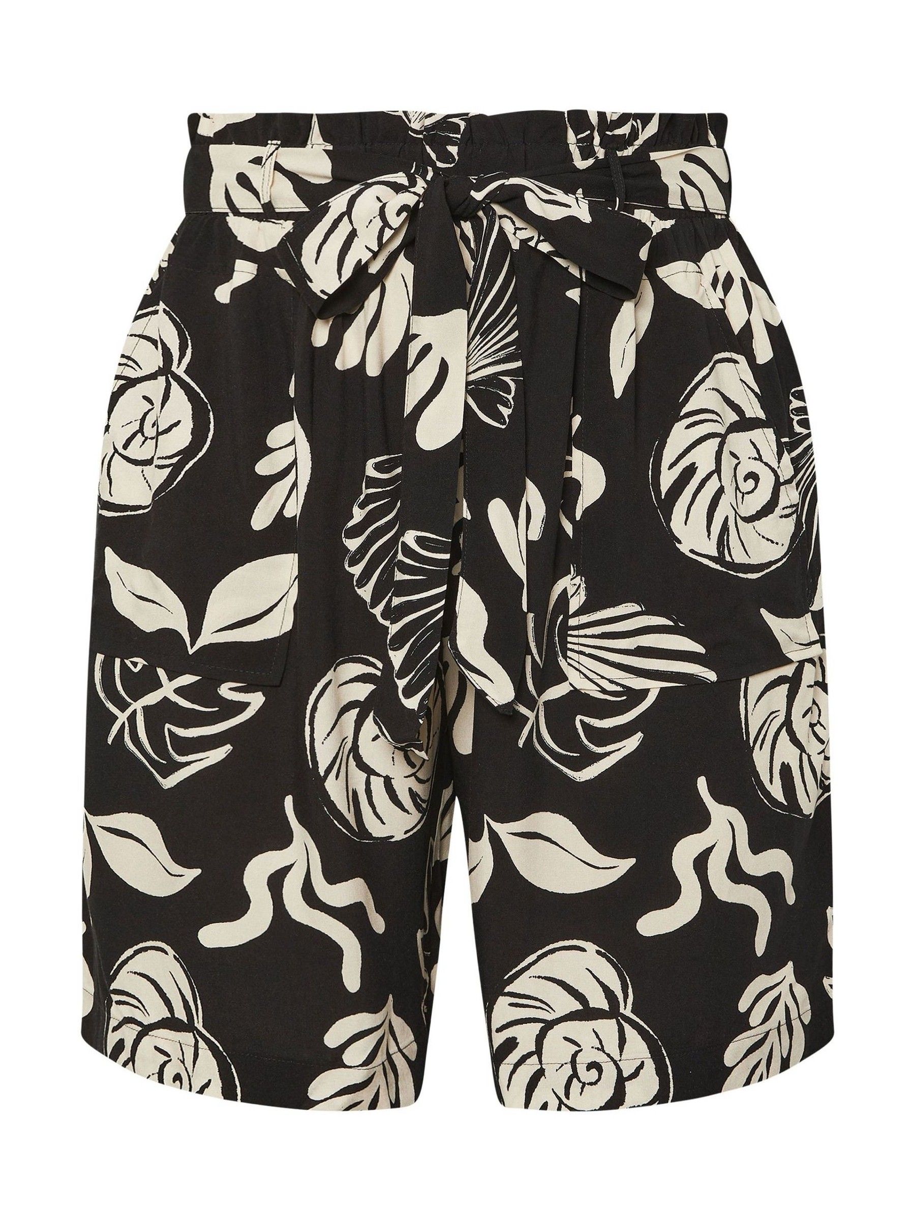 Zwart chroom - Yours Curve Geweven Paperbag Taille Shorts