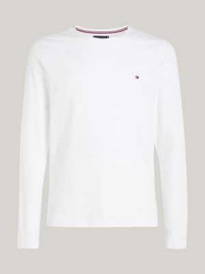 Camiseta de manga comprida com estampa da bandeira, modelagem extra slim fit.