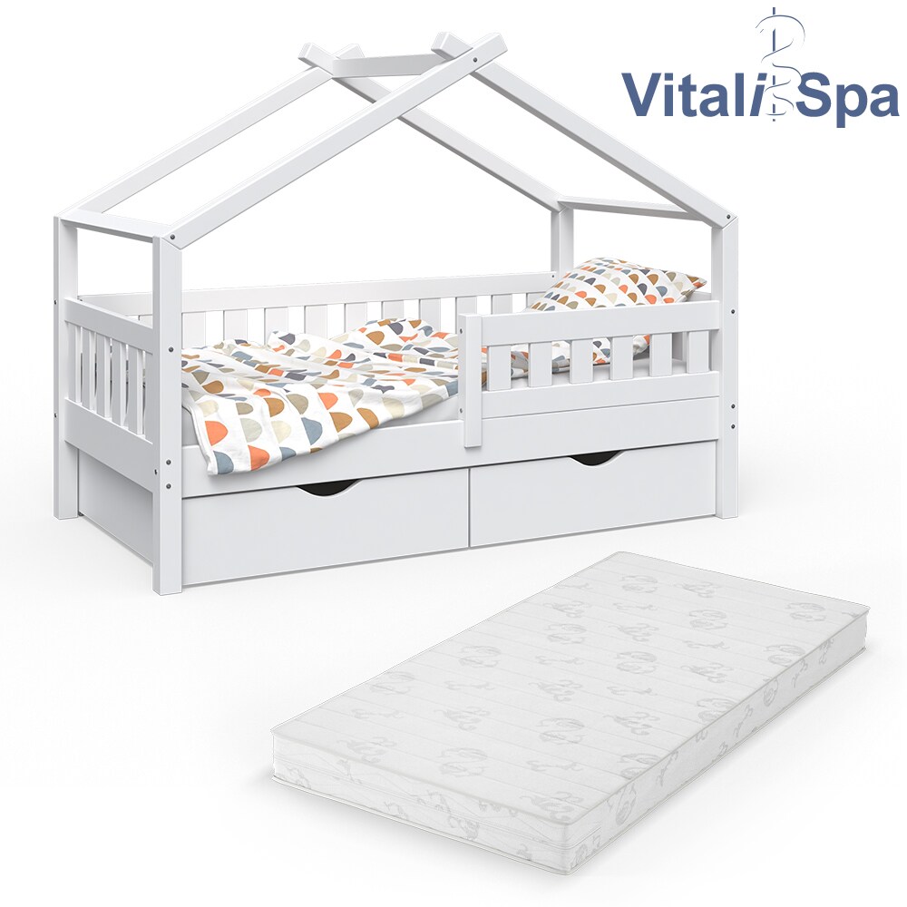 VitaliSpa Design Kinderbett 160x80 Babybett Jugendbett 2 Schubladen Lattenrost Matratze
