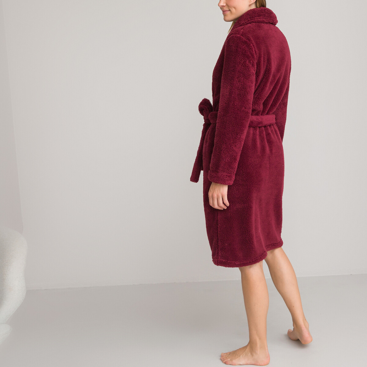 COLEÇÕES LA REDOUTE<br>Robe de vestir em fleece, gola xale