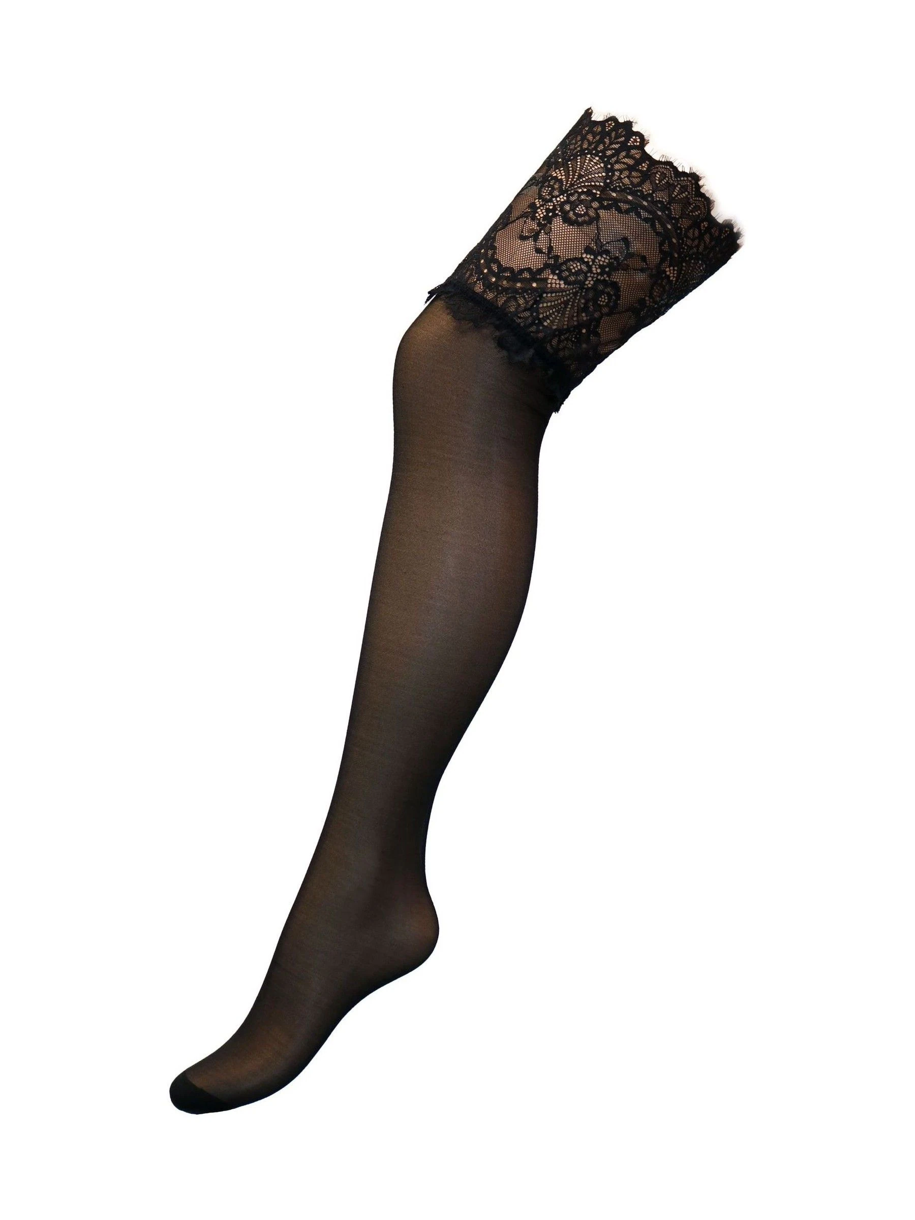 Donkerzwart - Pour Moi Deep Eyelash 15-denier kanten hold-ups