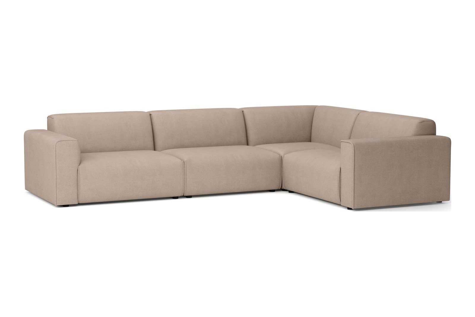 Monaco hjørnesofa 3/1,5 hjørnesofa. Tekstil Brego 34 Light Brown med sorte ben. Std komfort.