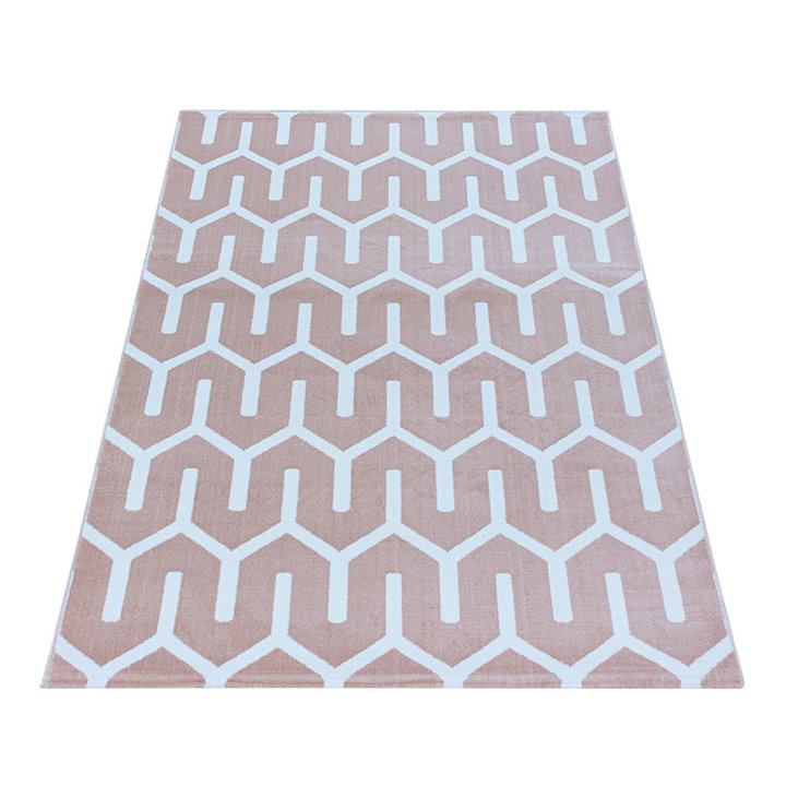Modern vloerkleed - Streaky Pattern Roze/Wit | Modern design