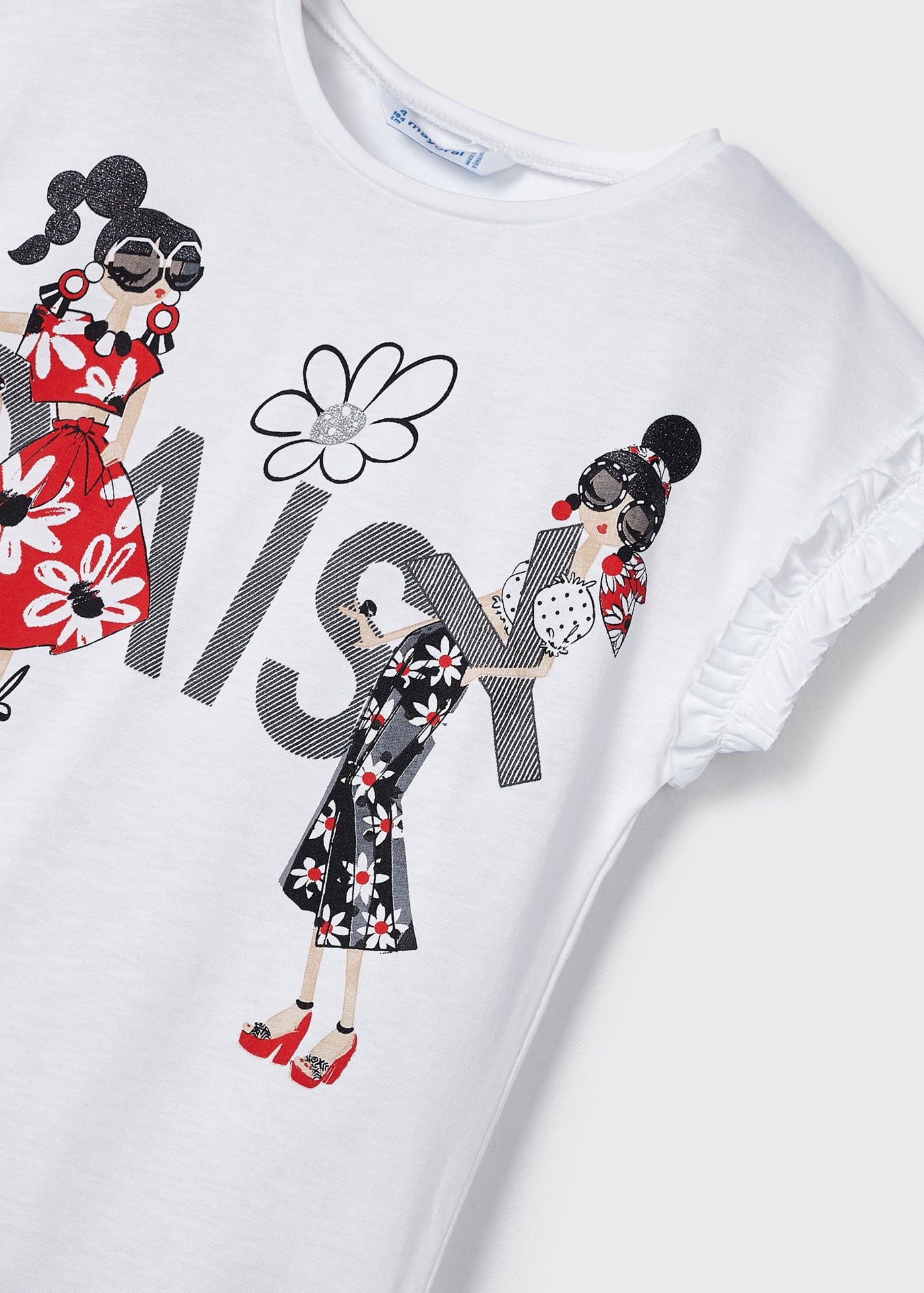 Conjunto de camiseta e faixa de cabelo em algodão sustentável para meninas.