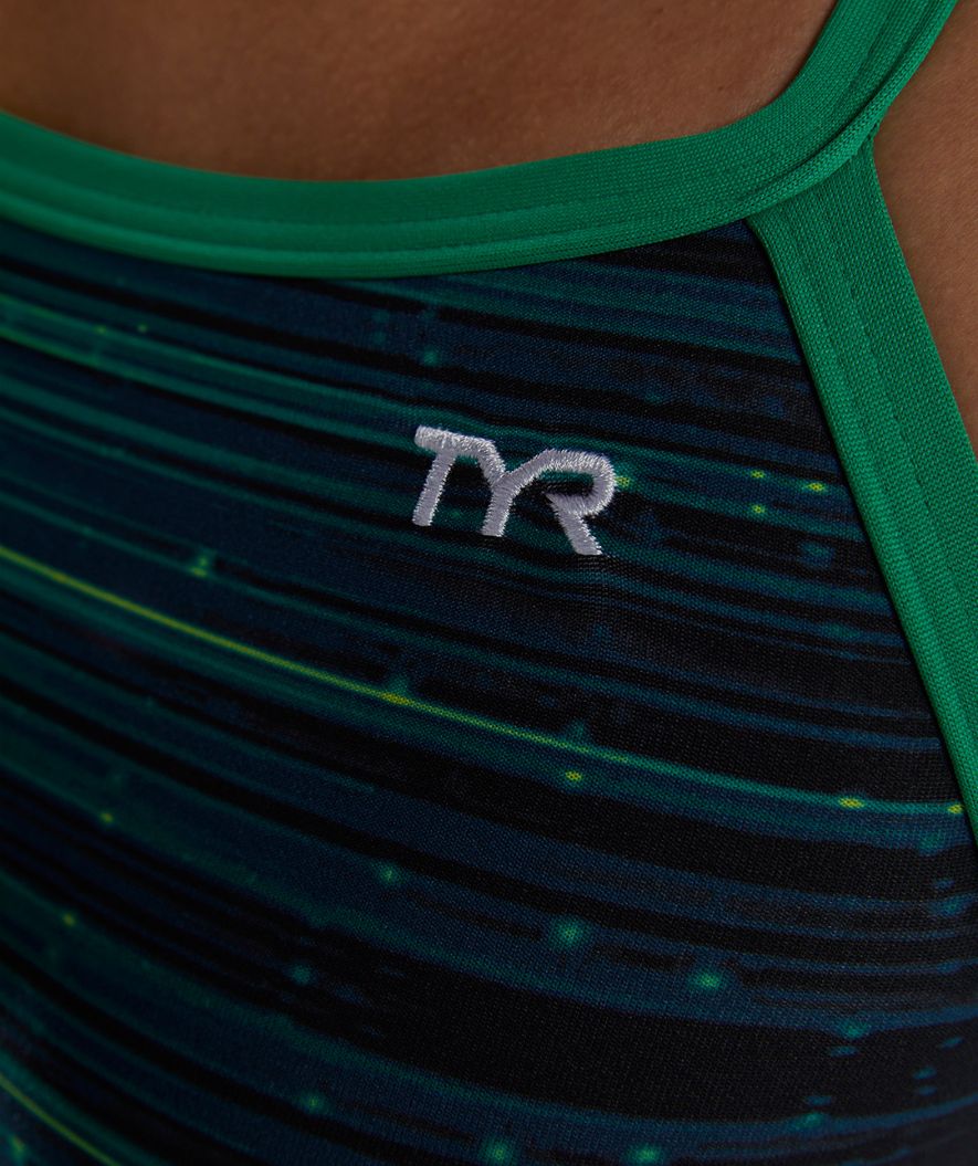 TYR badedragt til damer - Durafast Elite Speedwarp - Grøn/blå