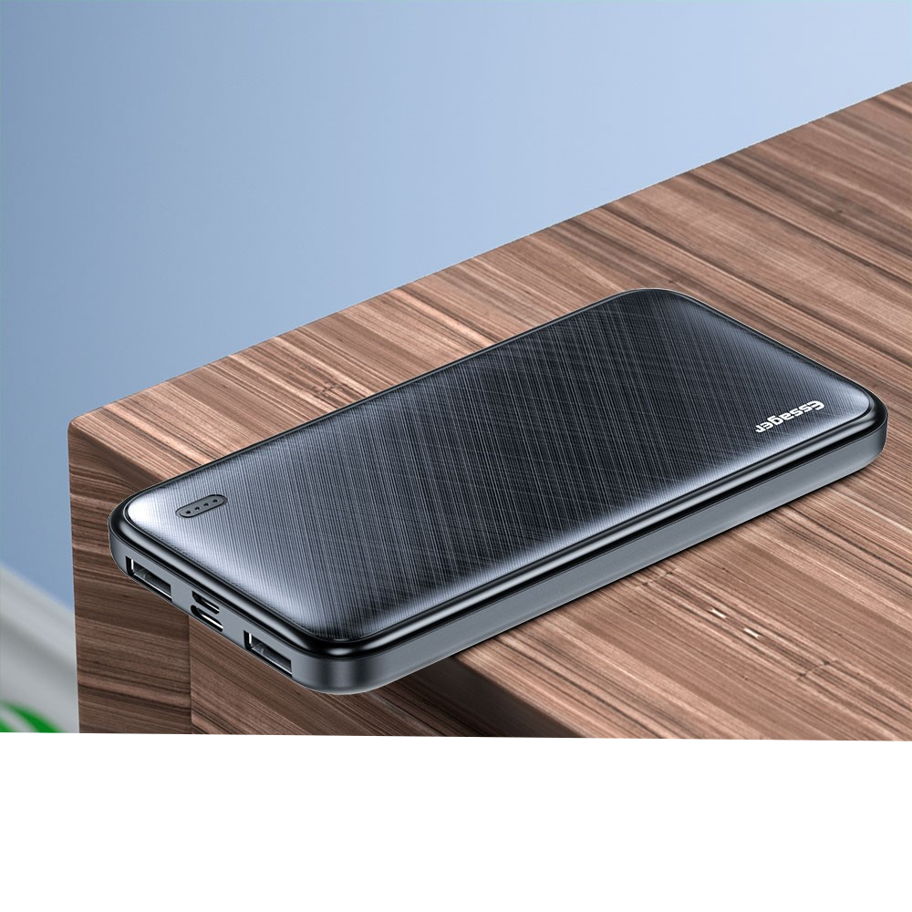 10000mAh Dual USB A Powerbank mit LED Anzeige - Schwarz