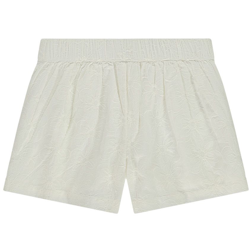Short en broderie anglaise florale pour fille - Ecru