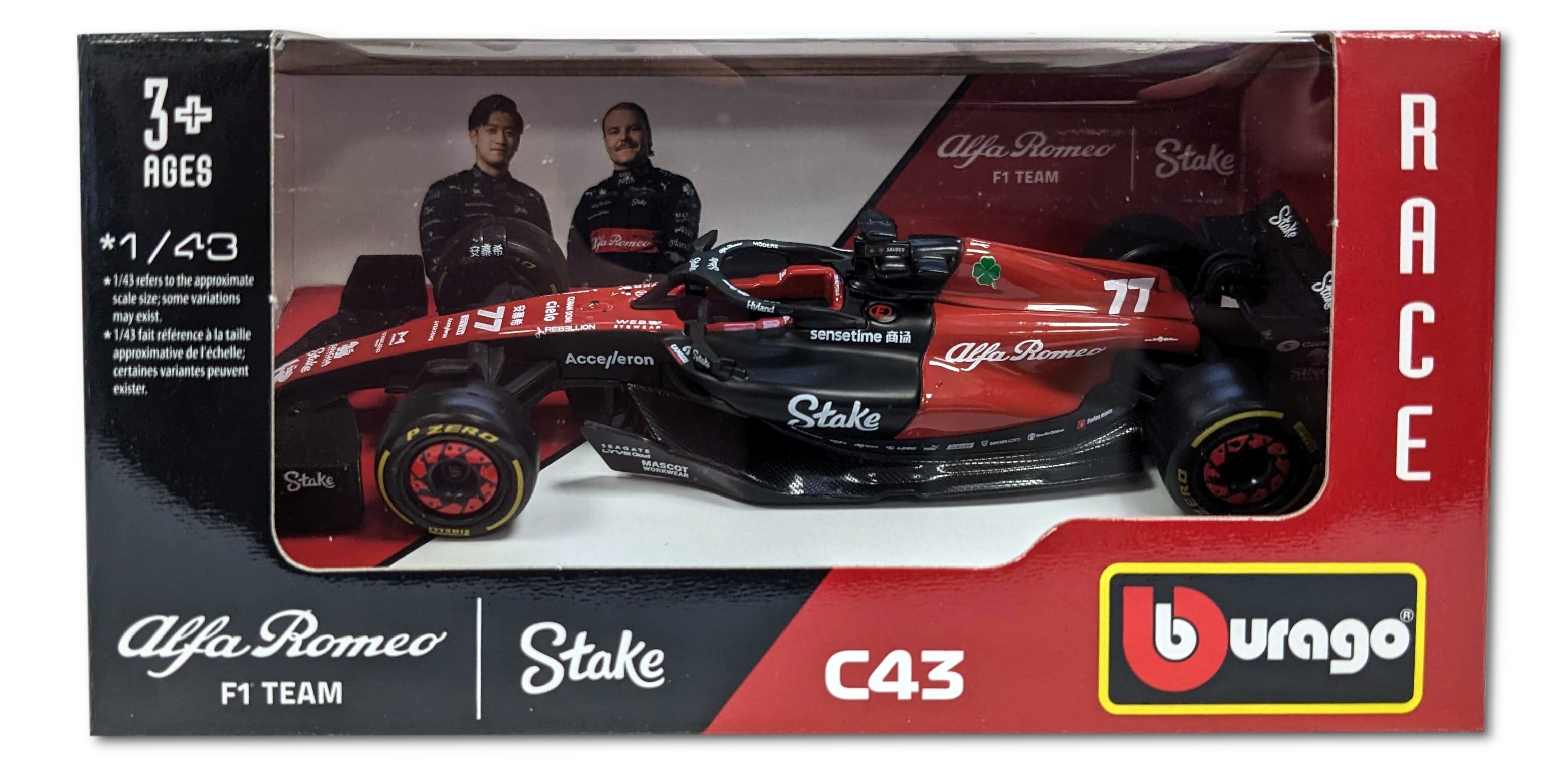 Bburago 18-38085B - Modellauto - F1 Alfa Romeo C43 '23 #77 Bottas (Maßstab 1:43) Formel 1