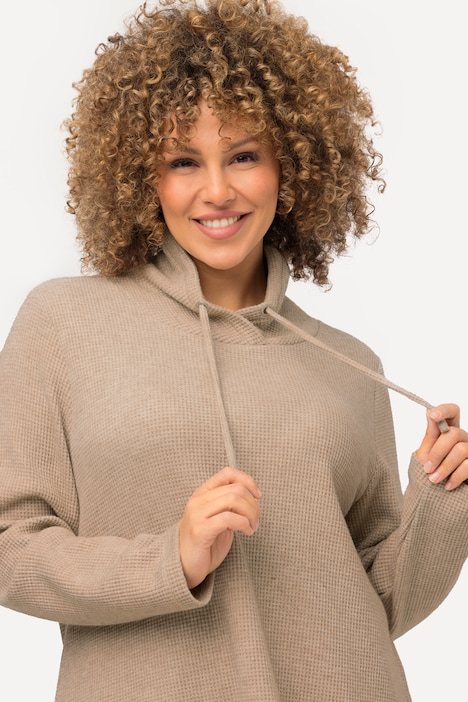 Sweatshirt, Waffelstruktur, Glitter, Stehkragen, Langarm