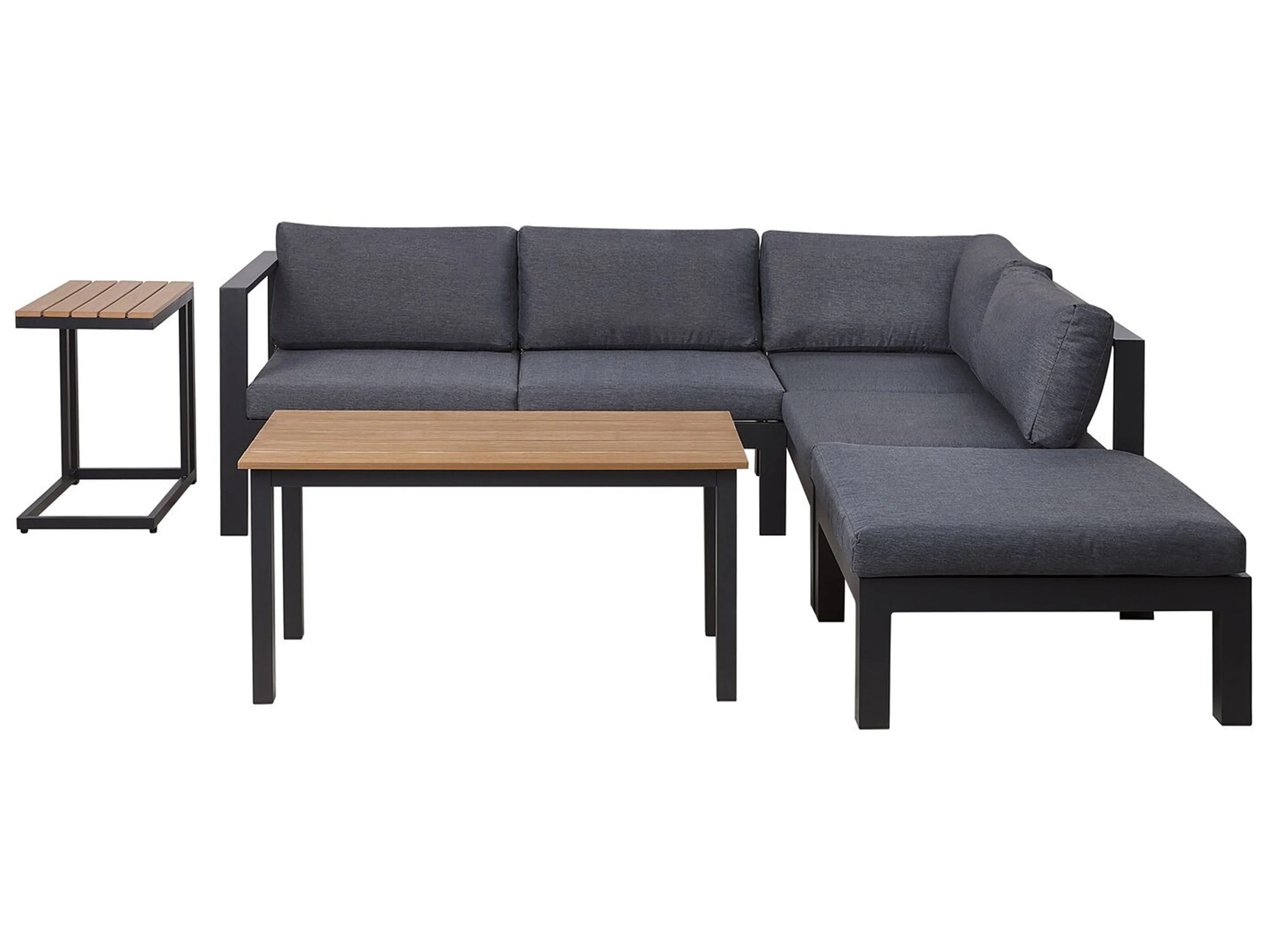 Tuin hoekloungeset met tafel 5-zits MESSINA linkszijdig Metaal Zwart