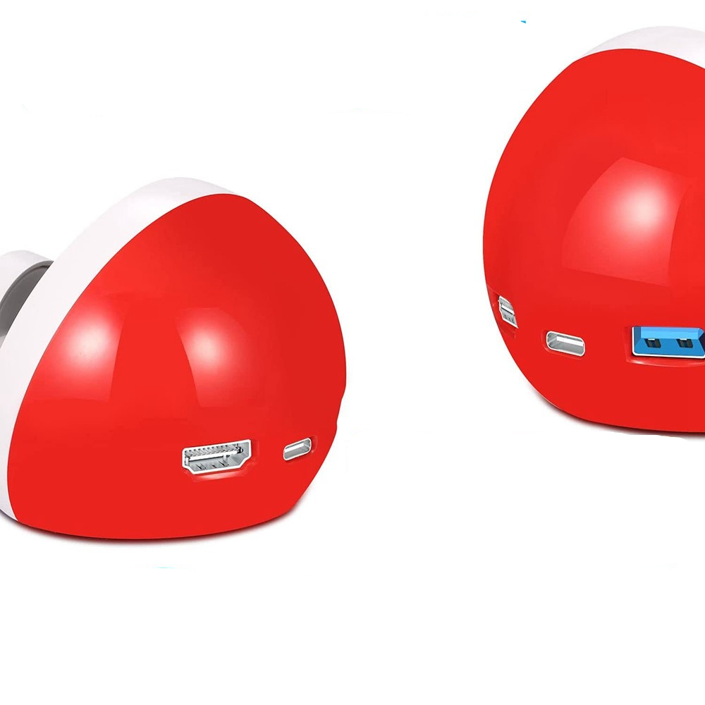 Ladegerät Dockingstation Charging Dock kompatibel für Nintendo Switch / OLED / Lite mit 4K HDMI / USB C / USB A - Rot / Weiss