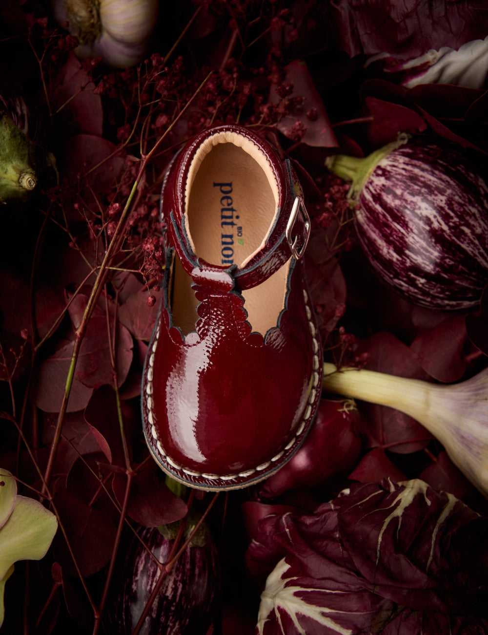 T-Bar Scallop - Burgundy Patent