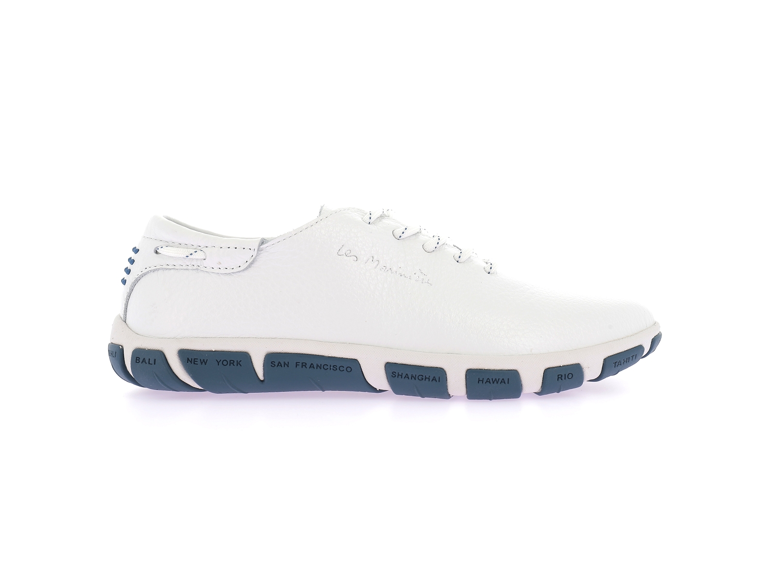 Tbs-JAZARU Cuir Blanc Bleu