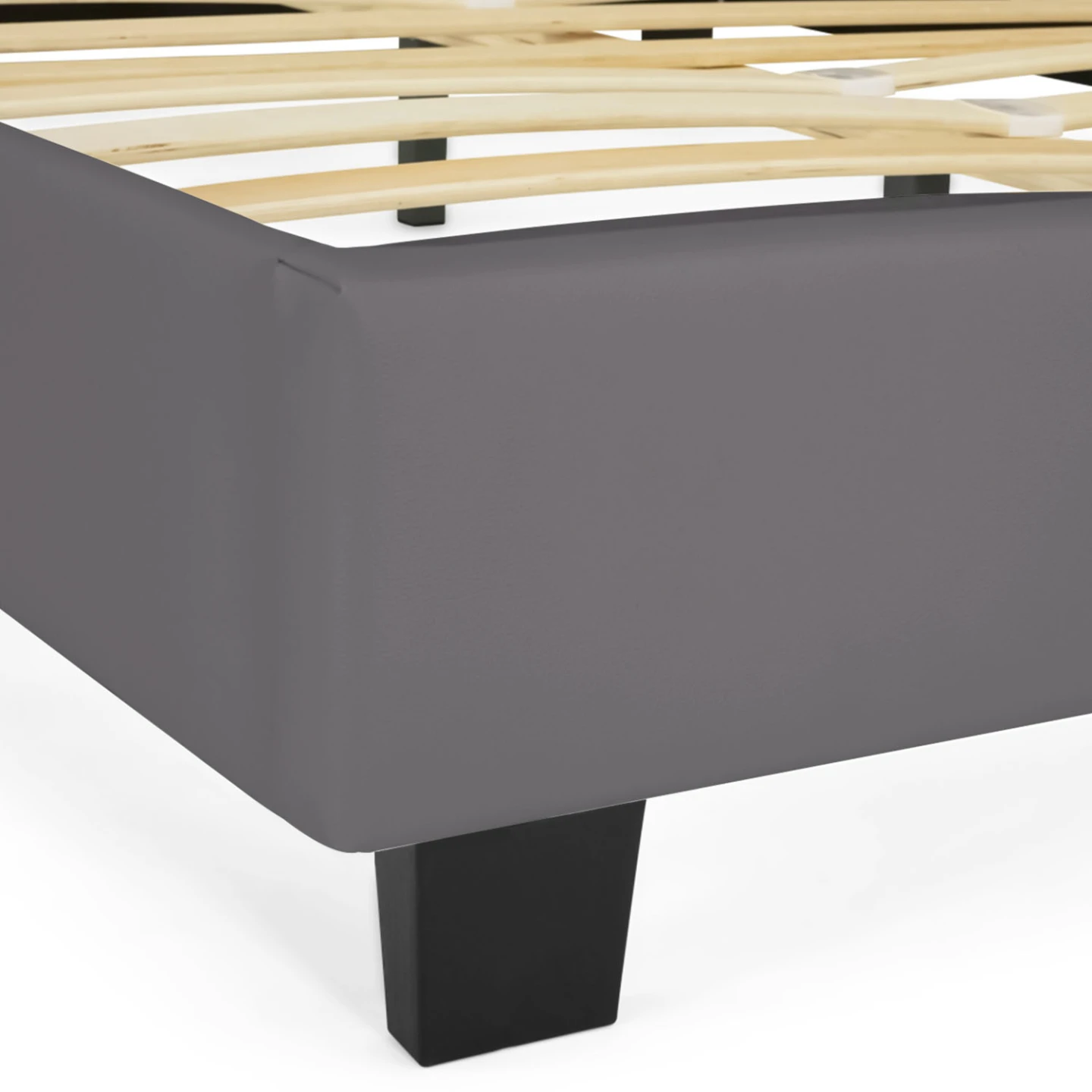 Lit double CHARLOTTE avec tête de lit et sommier 140 x 190 cm PVC gris