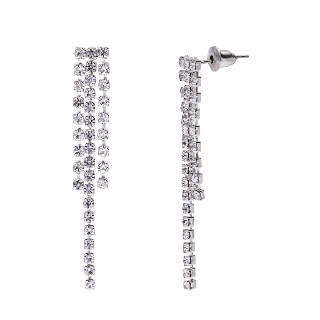 Zilverkleurige bijoux set ketting met oorbellen
