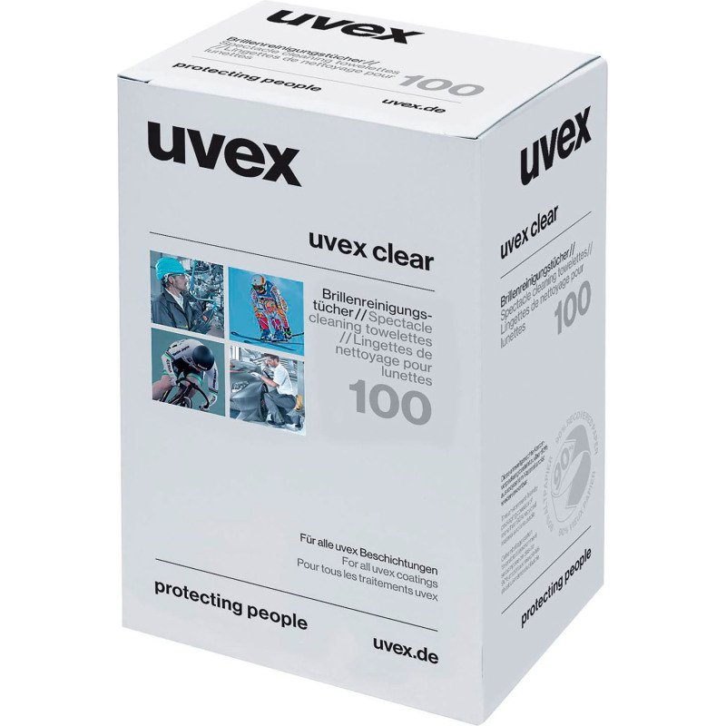Lingettes nettoyantes pour lunettes Uvex - Boîte de 100