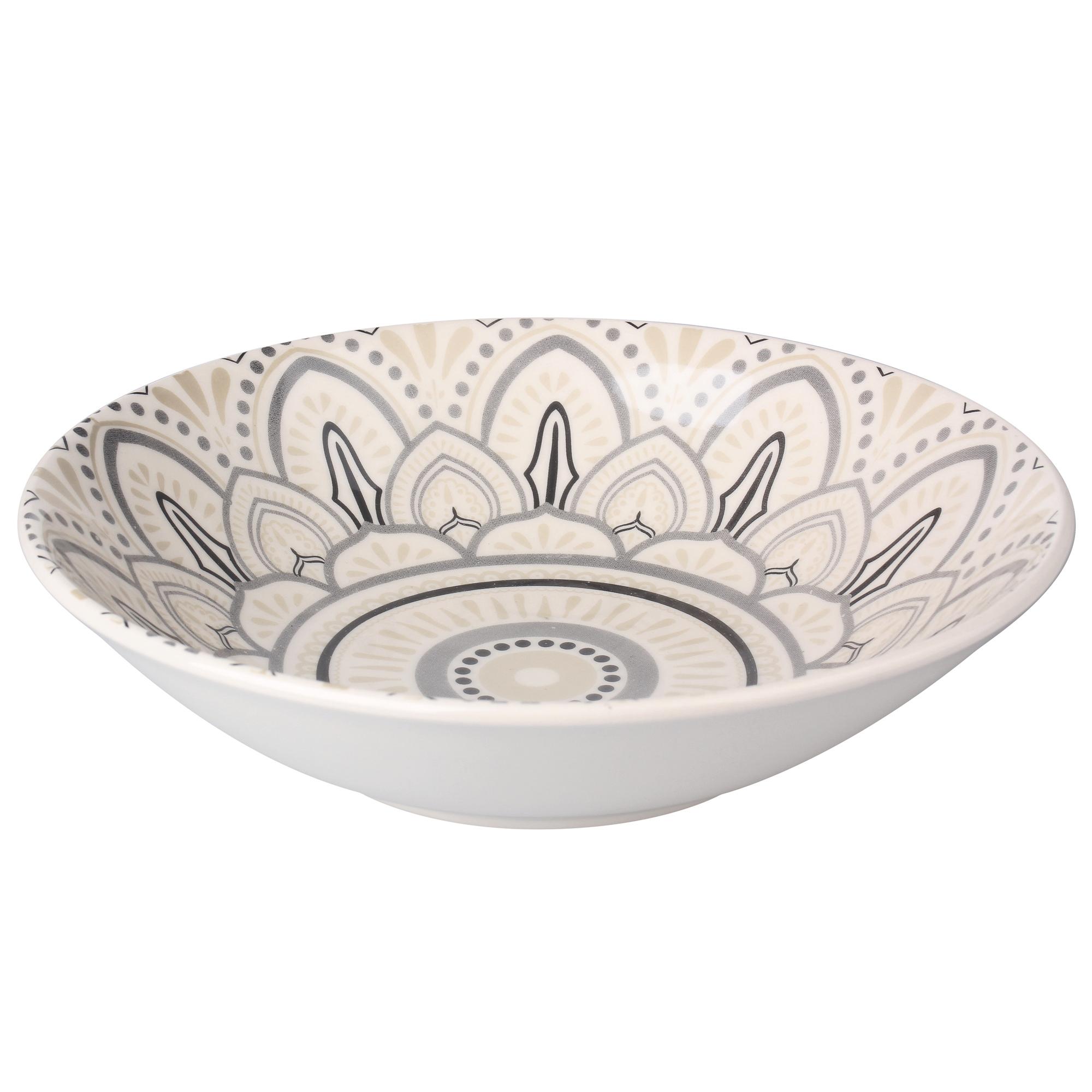 ASSIETTE A SOUPE GRES DECOREE FORME COUPE GAZELLE BLACK 20CM