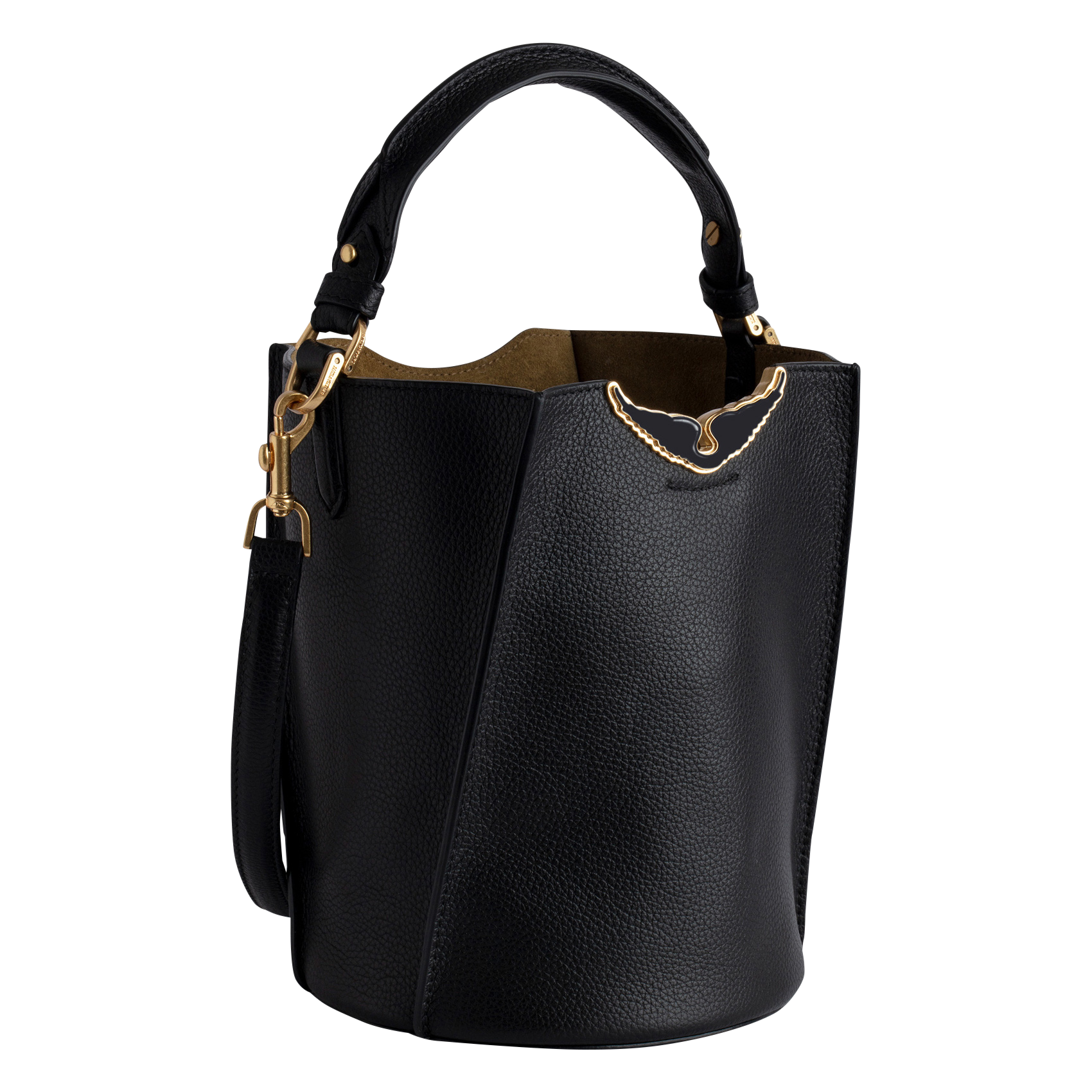 BORDERLINE - Sac seau en cuir grainé | Noir