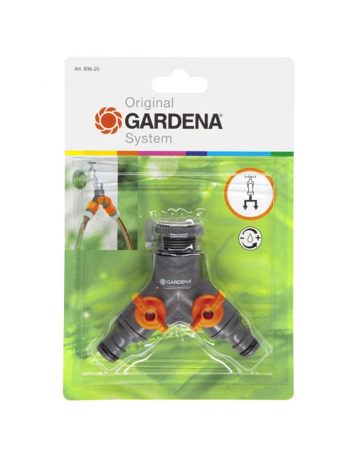 Gardena 2-Weg Ventiel 26.5 Mm (G 3\/4 Inch) \/ 21 Mm (G 1\/2 Inch) - Slangkoppeling -