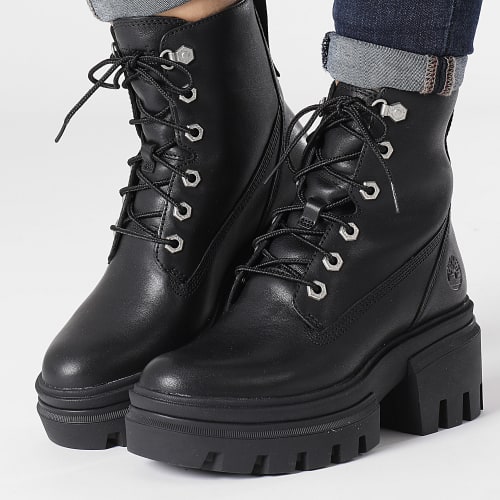 Boots Femme Everleigh 6 Inch Lace Up A41S7 Black Full Grain
