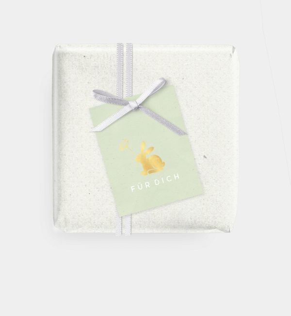 Geschenkanhänger Golden easter bunny, Geschenkanhänger rechteckig (48 x 62mm)