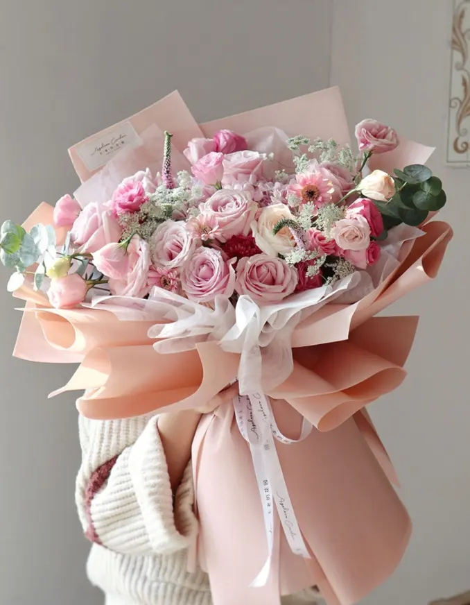 (58cmx7.3m) Blumenstrauss Papier Deko Geschenkpapier Verpackung Floristik Bouquet Papier - Rosa