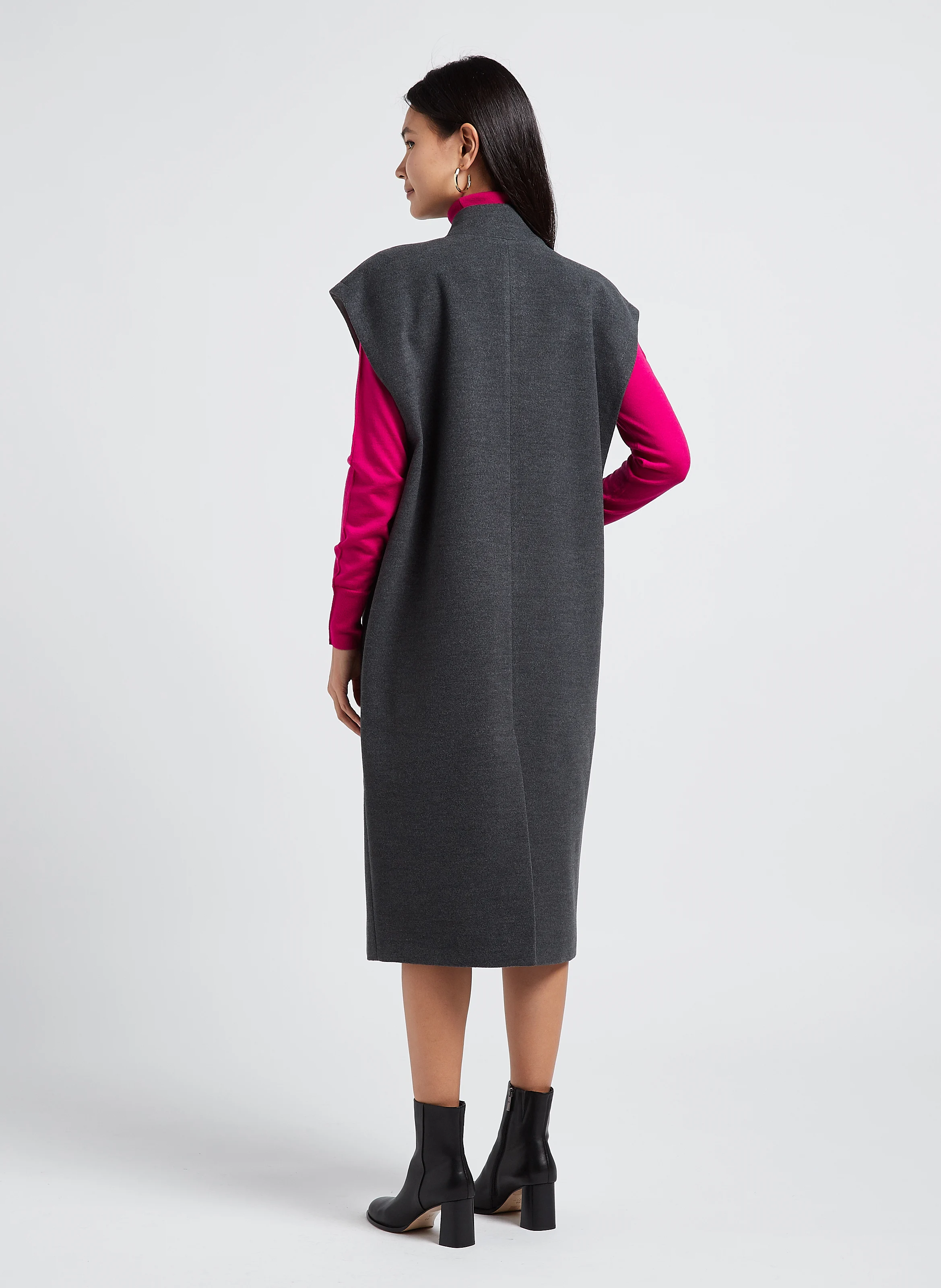 CHARLIE - Manteau col montant sans manches | Gris
