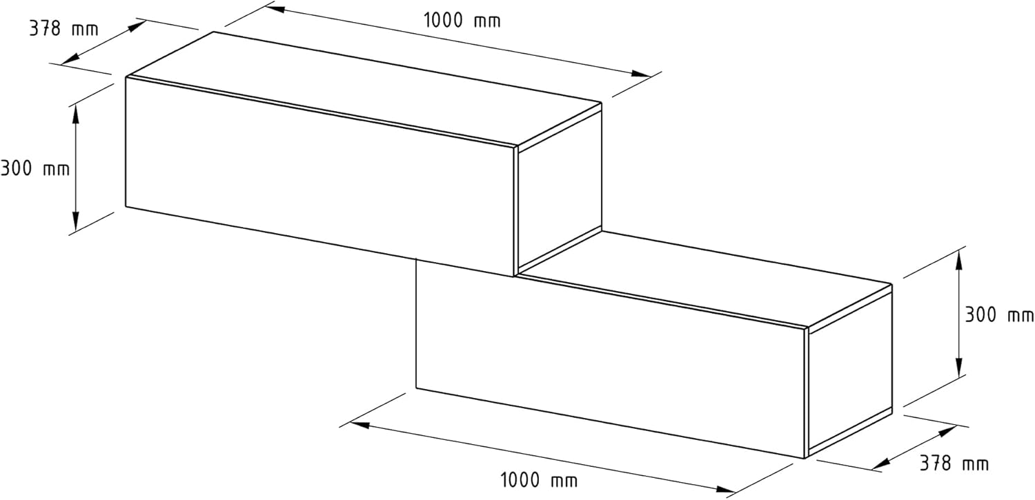 Planetmöbel Flur Möbel Garderobe Hängeschrank 2X 100 cm Gold Eiche, Kompaktgarderobe mit Klappe als Stauraum, Wandgarderobe hängend oder stehend, 37,8T x 100B x 32,5H cm
