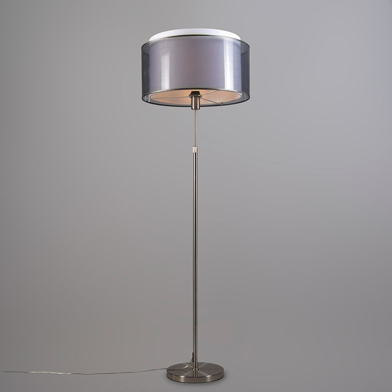 Vloerlamp staal met zwart/witte kap 47 cm verstelbaar - Parte